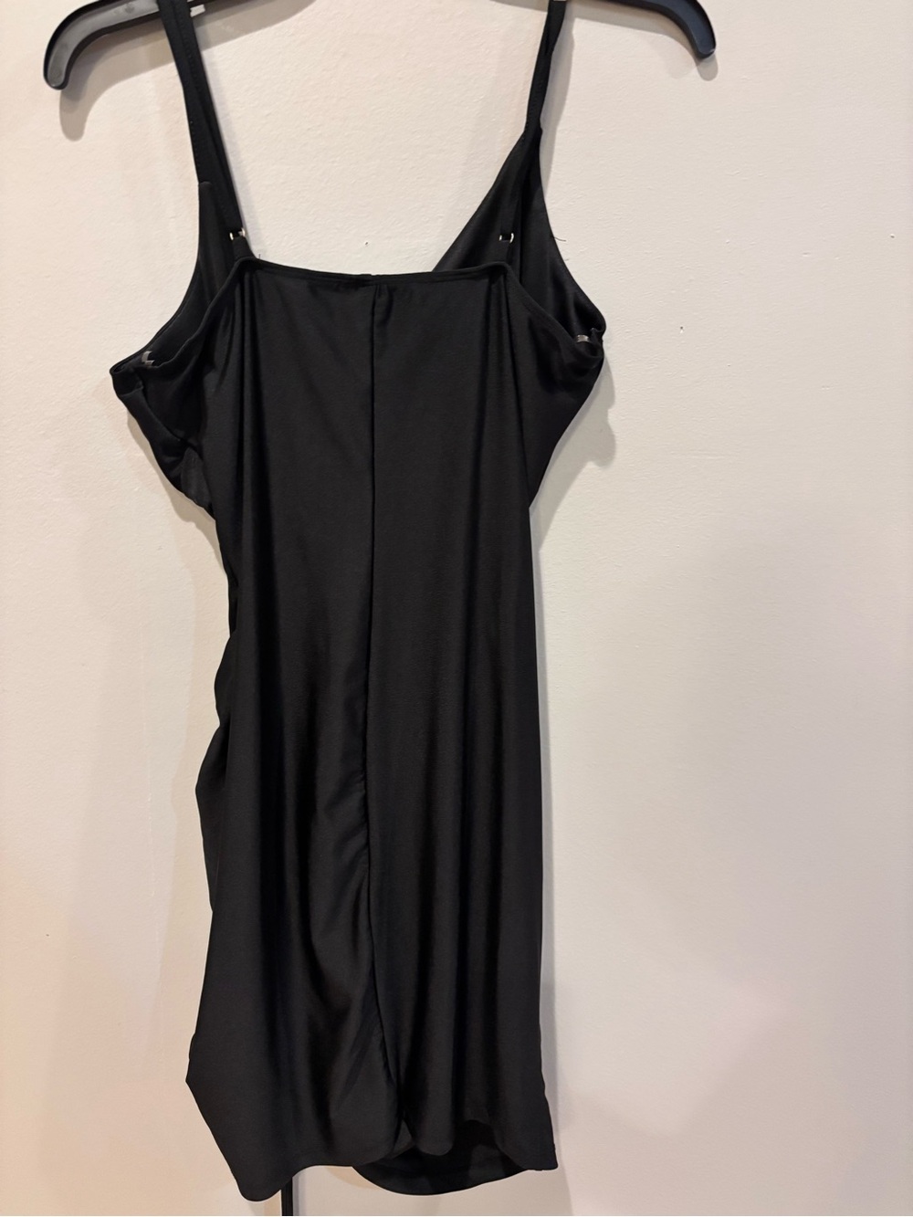 Black Ruched Side Mini Dress with Adjustable Drawstring - Picture 2 of 2